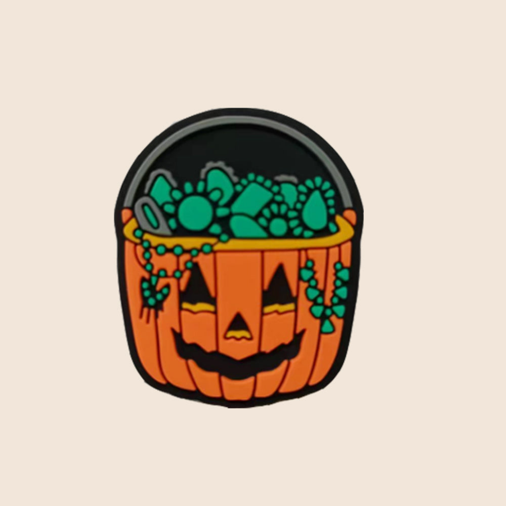 Wholesale 10pcs Halloween Cartoon Cow Pattern Cowboy Hat Pumpkin Silicone Beads